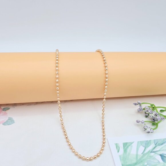 Rose Gold Polished Ball Chain Necklace, 17.7 Inch Dainty Shine Style, XPNL0036 - Picture 8 of 12